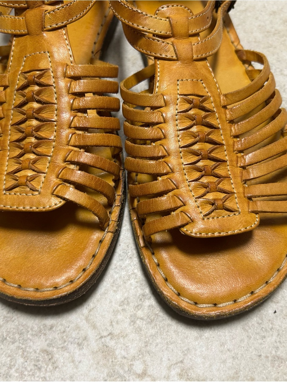Frye Tan Leather Woven Fisherman Sandals - Picture 2 of 5